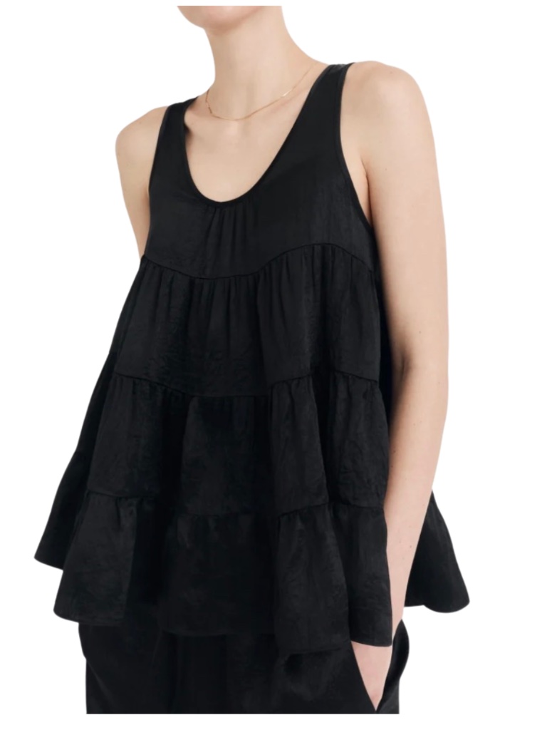 Nylora Elle Top Satin Black $148 Nwt Sz Xs — image 4 of 5